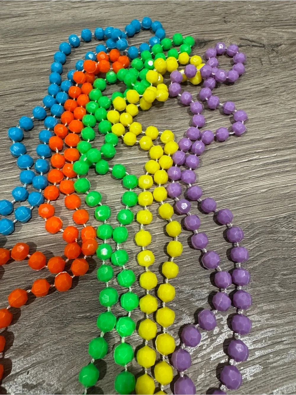 5 Colorful Party Bead Necklace Set - Rainbow Colors - Good Condition